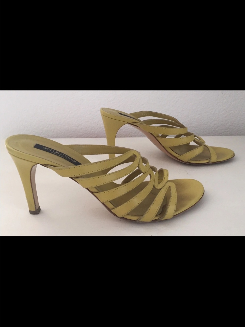 SERGIO ROSSI LIME GREEN CAGED SLIP ON HEELS SANDALS Sz 38.5 - Picture 6 of 11